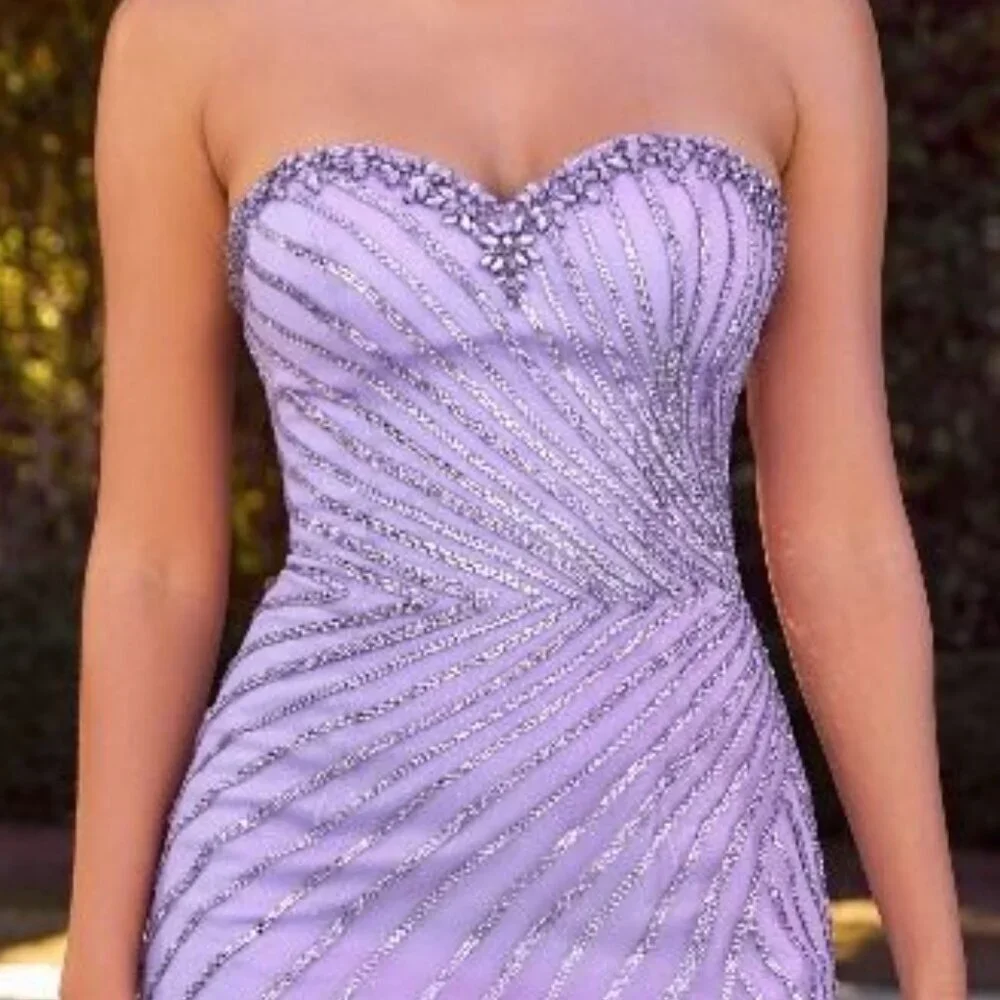 NEW STRAPLESS DAZZLING RHINESTONES EMBELLISHED MAXI PROM TULLE DRESS CD C166